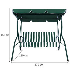 Качели садовые NOSTRESS (НОСТРЕСС) COMFORT SC-003, 3 места, Ш170хГ110хВ153 см, мягкое сиденье, зеленый/<wbr/>белый, 680051