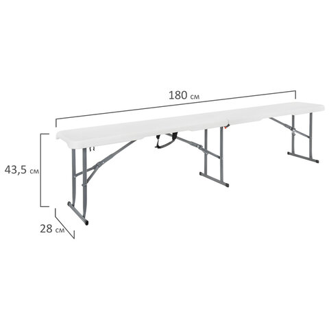 Скамья складная NOSTRESS Country FB-005 (ш1800*г280*в435мм), пластик HDPE белый, 680058