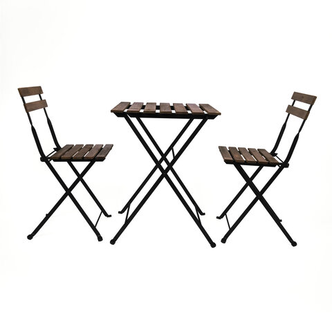 Комплект складной мебели (стол и 2 стула) NOSTRESS Woodstock FS-003A, металл черный, акация, 680060