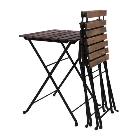 Комплект складной мебели (стол и 2 стула) NOSTRESS Woodstock FS-003A, металл черный, акация, 680060