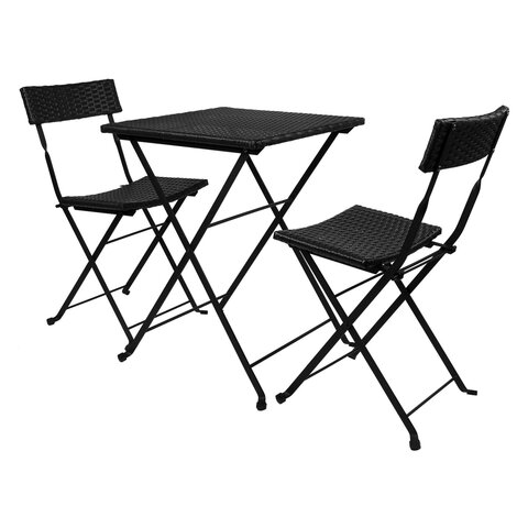 Комплект складной мебели (стол и 2 стула) NOSTRESS Wicker FS-020, металл черный, иск.ротанг, 680061