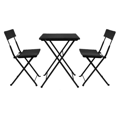 Комплект складной мебели (стол и 2 стула) NOSTRESS Wicker FS-020, металл черный, иск.ротанг, 680061