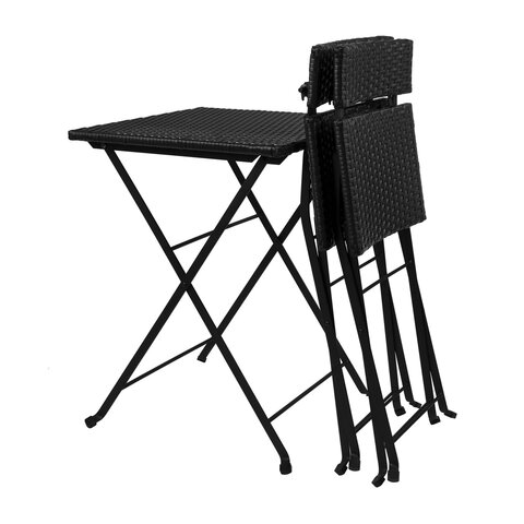 Комплект складной мебели (стол и 2 стула) NOSTRESS Wicker FS-020, металл черный, иск.ротанг, 680061