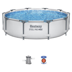 Каркасный бассейн, фильтр-насос 1249 л/<wbr/>ч, &laquo;Steel Pro Max&raquo; 305&times;76 см, 4678 л, усиленный каркас, BESTWAY, 56408
