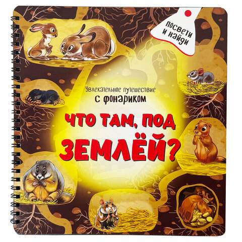 Книжка с фонариком "Познаю мир", 210х230 мм, 12 страниц, АССОРТИ, Бимбимон