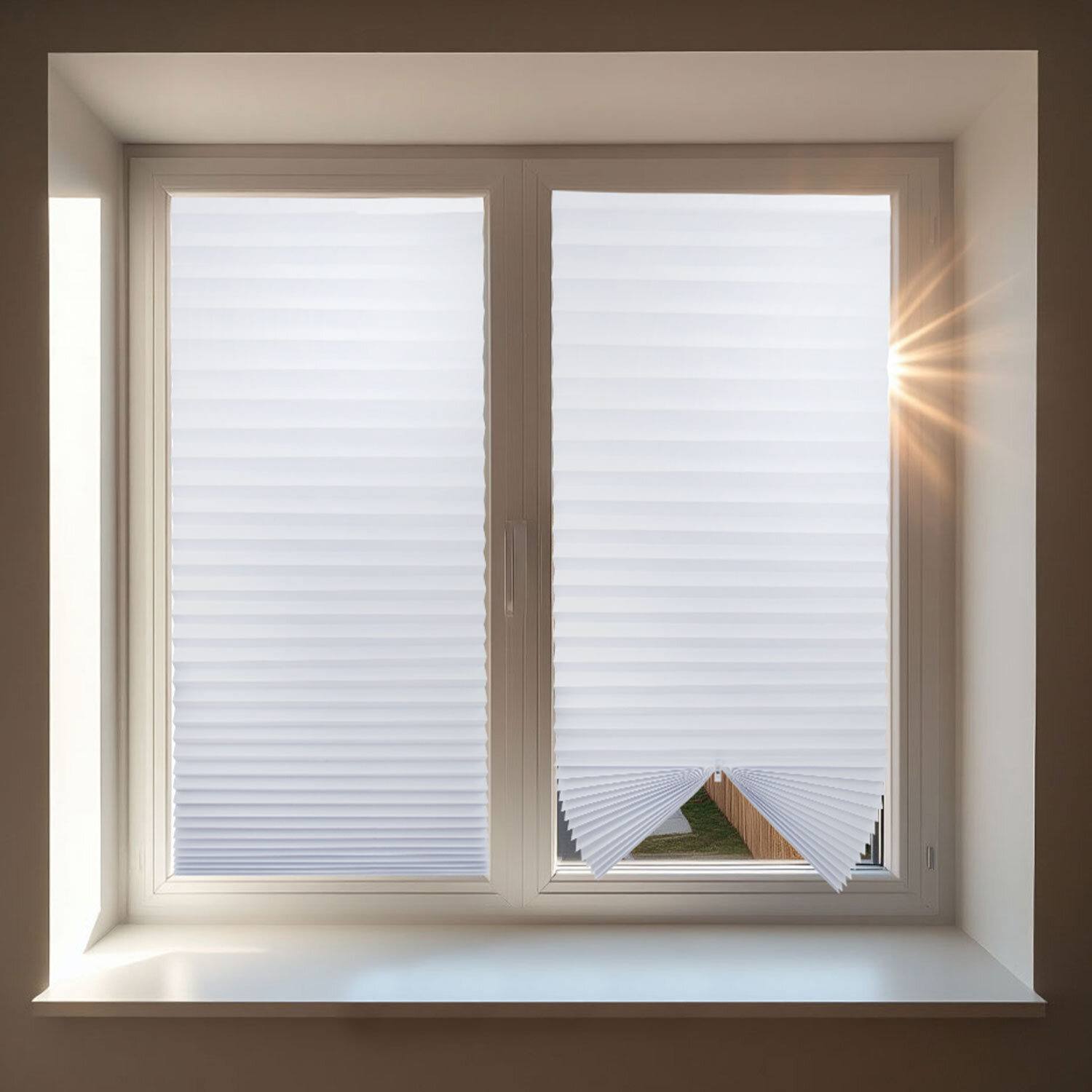 Жалюзи-плиссе, штора бумажная самоклеящаяся КОМПЛЕКТ 3 шт., BRABIX, 60х180 см, ЭКО, 80 г/м2, цвет белый, 700003