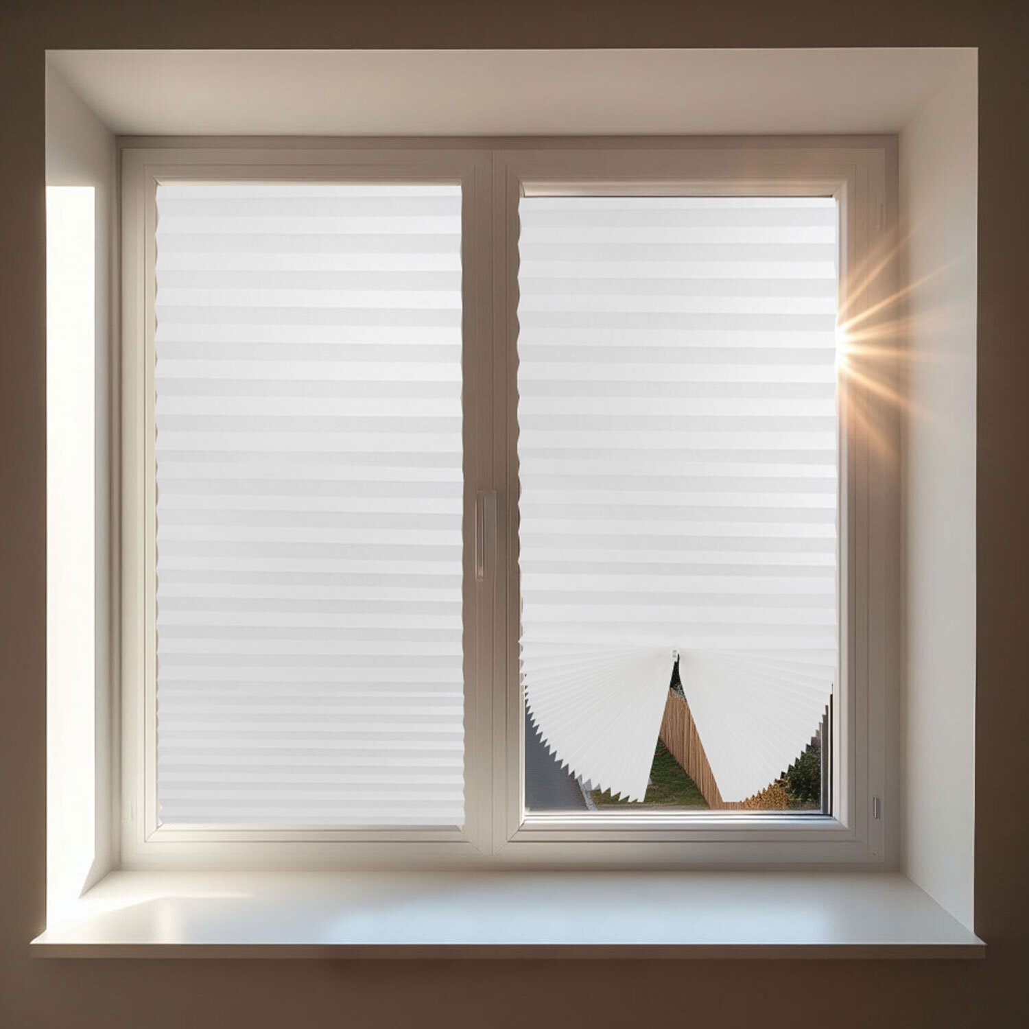 Жалюзи-плиссе, штора тканевая самоклеящаяся КОМПЛЕКТ 4 шт., BRABIX, 60х180 см, СТАНДАРТ, 60 г/м2, цвет белый, 700006