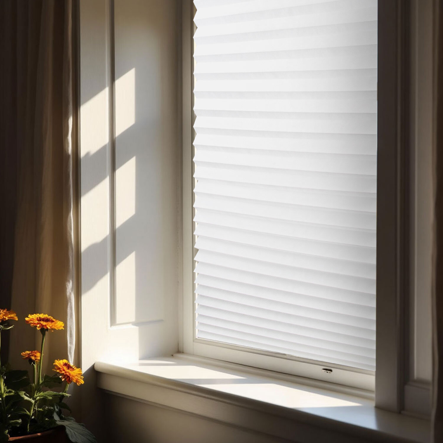 Жалюзи-плиссе, штора тканевая самоклеящаяся КОМПЛЕКТ 2 шт., BRABIX, 90х180 см, "СТАНДАРТ+", 80 г/м2, цвет белый, 700009