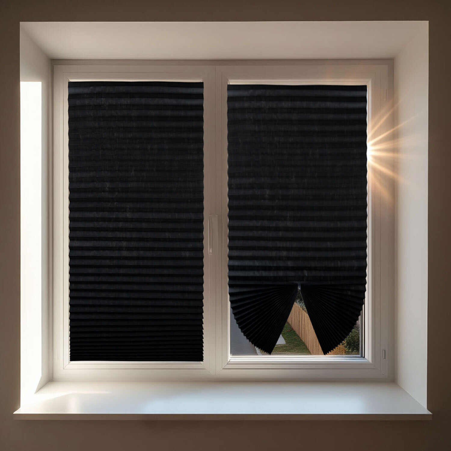 Жалюзи-плиссе, штора тканевая самоклеящаяся BRABIX, 90х180 см, "СТАНДАРТ+", 80 г/м2, цвет черный, 1 шт., 700016