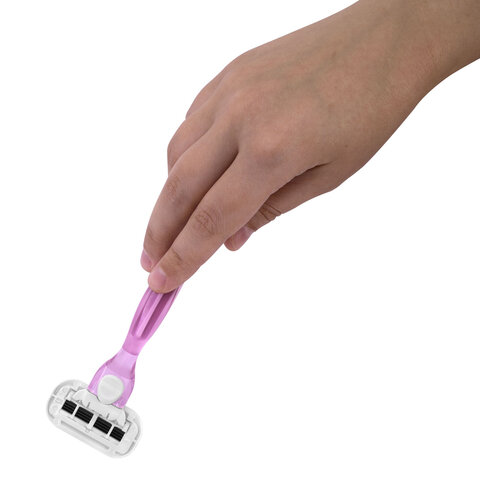 Бритвенный станок многоразовый женский, 4 лезвия,  2 кассеты, X-ONE, 700018