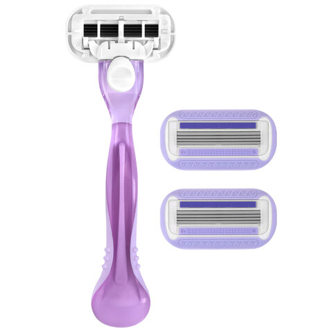 Бритвенный станок многоразовый женский, 4 лезвия,  2 кассеты, X-ONE, 700018