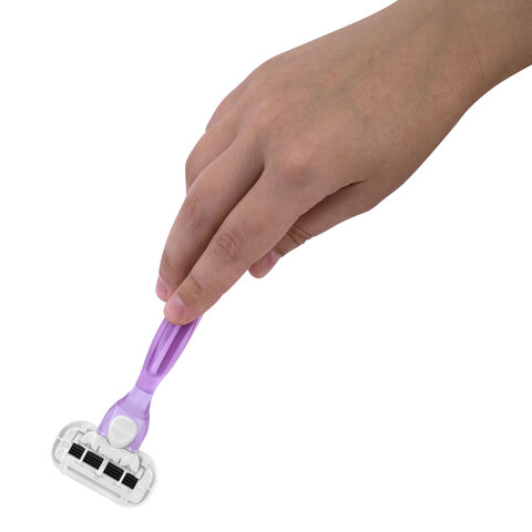 Бритвенный станок многоразовый женский, 4 лезвия,  2 кассеты, X-ONE, 700018