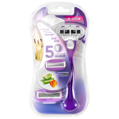 Бритвенный станок многоразовый женский, 5 лезвий, 2 кассеты, плавающая головка, X-ONE (ИКС-УАН), 700020