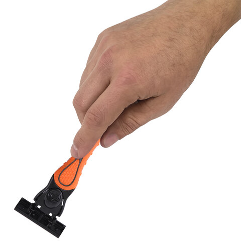 Бритвенный станок многоразовый мужcкой, 3 лезвия, 11 кассет, оранжевый, X-ONE, 700023