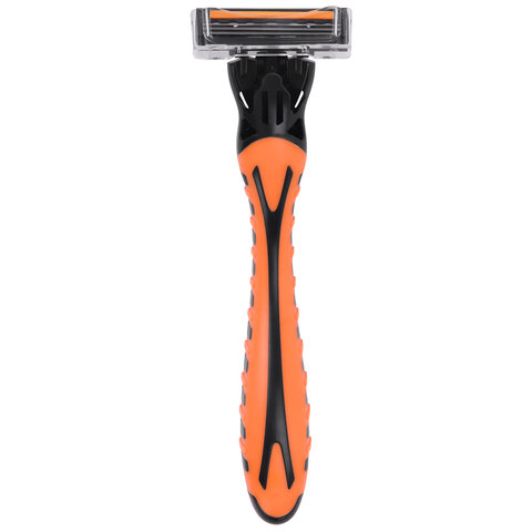 Бритвенный станок многоразовый мужcкой, 3 лезвия, 11 кассет, оранжевый, X-ONE, 700023