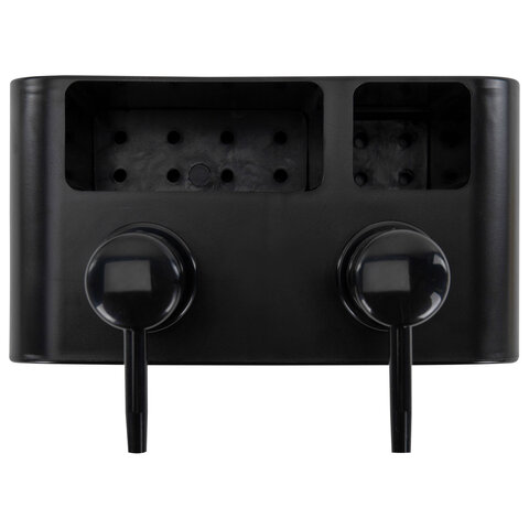 Дозатор DOUBLE двойной для мыла и моющего средства 2х350мл, ЧЕРНЫЙ, 10х18х17см, LAIMA HOME, 700045