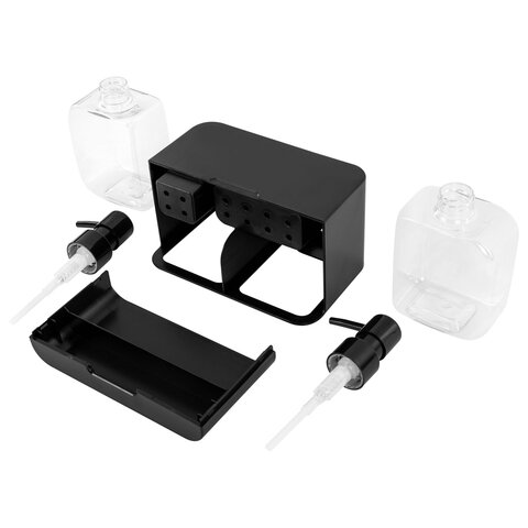 Дозатор DOUBLE двойной для мыла и моющего средства 2х350мл, ЧЕРНЫЙ, 10х18х17см, LAIMA HOME, 700045