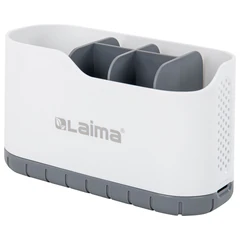Стакан-органайзер для зубных щеток и пасты, БЕЛЫЙ, 9&times;19&times;12 см, LAIMA HOME, 700047