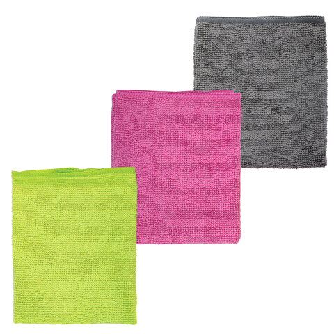 Салфетки из МИКРОФИБРЫ универсальные, 30х30см, КОМПЛЕКТ 3шт, ассорти, 180 г/м2, LAIMA, 700054