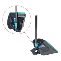 Совок для мусора КОМПЛЕКТ щетка + 2 рукоятки 80 см и 83 см с резьбой, пластиковые, &laquo;ЛЕНИВКА&raquo;, бирюзово-серый, LAIMA, 700055