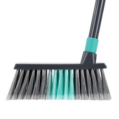 Совок для мусора КОМПЛЕКТ щетка + 2 рукоятки 80 см и 83 см с резьбой, пластиковые, &laquo;ЛЕНИВКА&raquo;, бирюзово-серый, LAIMA, 700055