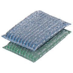 Губка-скрабер для ЭМАЛИ и ТЕФЛОНА, размер 13&times;8,5&times;1,5 см, КОМПЛЕКТ 2 штуки, посуда, уборка, LAIMA, 700057