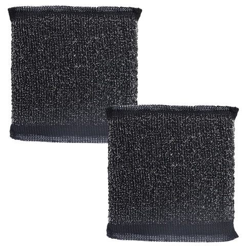 Губка-скрабер 11х10х1,5 см, поролон + металлическая оплетка КОМПЛЕКТ 2 штуки, посуда, уборка, LAIMA, 700058