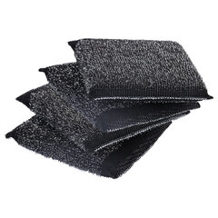 Губка-скрабер 11&times;10&times;1,5 см, поролон + металлическая оплетка, КОМПЛЕКТ 4 штуки, посуда, уборка, LAIMA, 700059