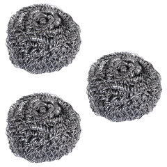 Губки (мочалки) металлические спиральные 3&times;15 г, КОМПЛЕКТ 3 шт., для посуды, гриля, плиты, LAIMA (ЛАЙМА), 700060