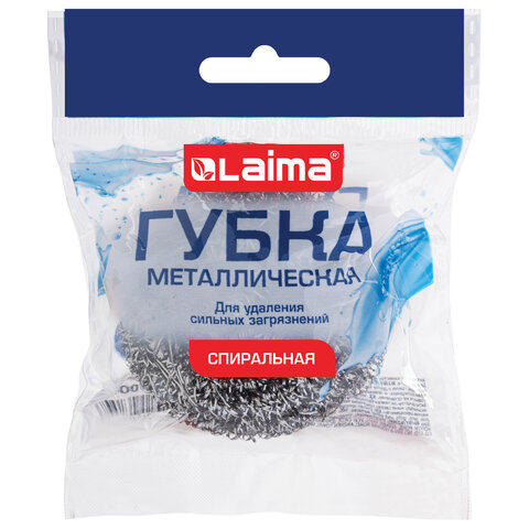 Губка (мочалка) металлическая спиральная 15 г, для посуды, гриля, плиты, LAIMA (ЛАЙМА), 700061