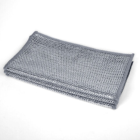 Тряпки-салфетки металлические, сетка-скрабер, 20х20 см, КОМПЛЕКТ 3 штуки, для мытья посуды и уборки, не оставляет царапин, LAIMA, 700062