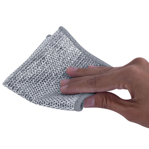 Тряпки салфетки скрабер металл. эффект 20*20см КОМПЛЕКТ 3шт ДВУХСЛОЙНЫЕ посуда, уборка,LAIMA,700063