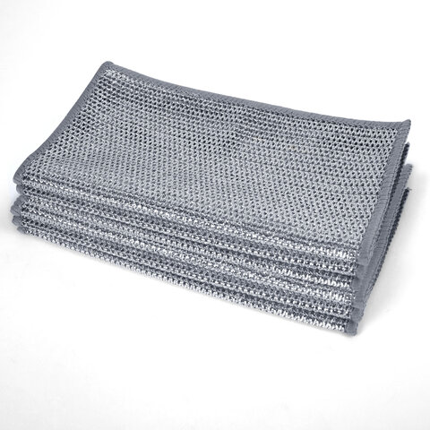 Тряпки-салфетки металлические, сетка-скрабер, 20х20 см, КОМПЛЕКТ 6 штук, для мытья посуды и уборки, не оставляет царапин, LAIMA, 700064