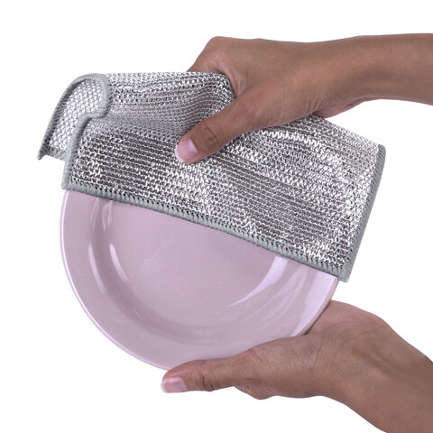 Тряпки-салфетки металлические, сетка-скрабер, 20х20 см, КОМПЛЕКТ 6 штук, для мытья посуды и уборки, не оставляет царапин, LAIMA, 700064