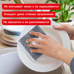 Тряпки-салфетки с металлическим эффектом, сетка-скрабер, 20х20 см, КОМПЛЕКТ 10 штук, для мытья посуды и уборки, без царапин, LAIMA, 700065