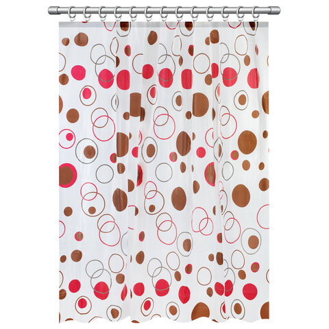 Шторка для ванной PEVA, 180х180 см, кольца в комплекте, дизайн ассорти, КРУГИ, WBZ (ВБЗ), 700070