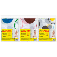 Шторка для ванной PEVA, 180&times;180 см, кольца в комплекте, 3 дизайна ассорти, КРУГИ, WBZ (ВБЗ), 700070