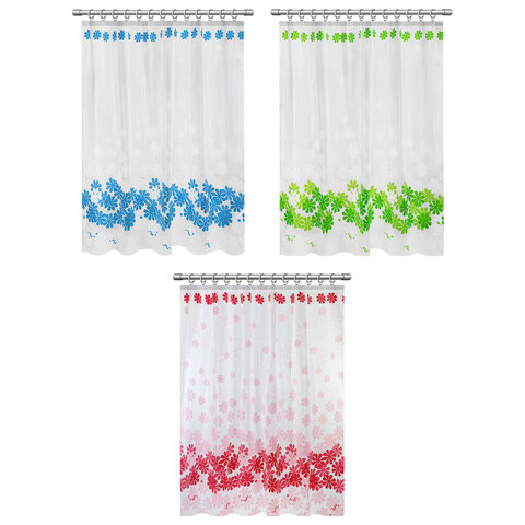 Шторка для ванной PEVA, 180х180 см, кольца в комплекте, дизайн ассорти, ЦВЕТЫ, WBZ (ВБЗ), 700071