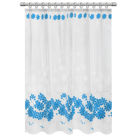 Шторка для ванной PEVA, 180х180 см, кольца в комплекте, дизайн ассорти, ЦВЕТЫ, WBZ (ВБЗ), 700071