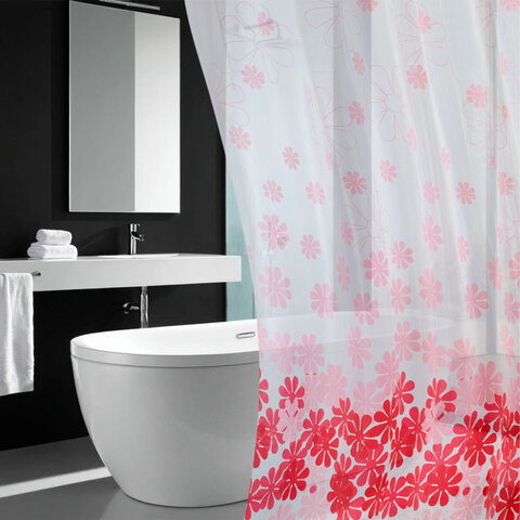 Шторка для ванной PEVA, 180х180 см, кольца в комплекте, дизайн ассорти, ЦВЕТЫ, WBZ (ВБЗ), 700071