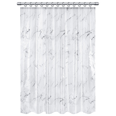 Шторка для ванной ПОЛИЭСТЕР, 180х180 см, кольца в комплекте, БЕЛЫЙ МРАМОР, PRIMILA (ПРИМИЛА), 700079