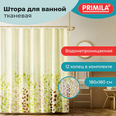 Шторка для ванной ПОЛИЭСТЕР, 180х180 см, кольца в комплекте, ФЛОРА, PRIMILA (ПРИМИЛА), 700080