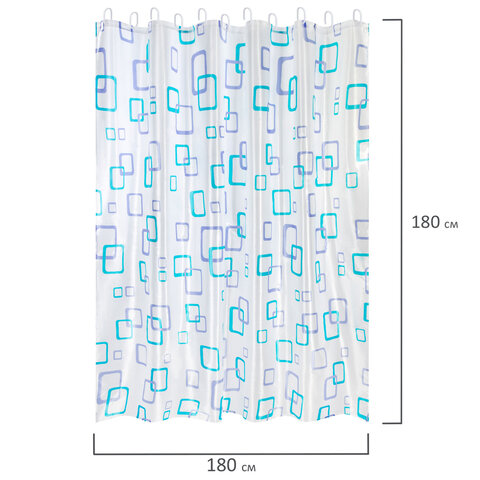 Шторка для ванной ПОЛИЭСТЕР, 180х180 см, кольца в комплекте, ФИГУРЫ, PRIMILA (ПРИМИЛА), 700081