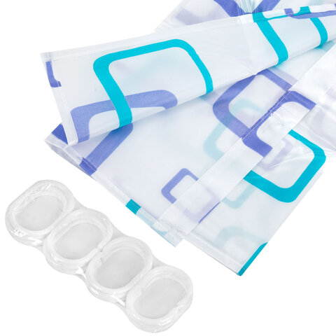 Шторка для ванной ПОЛИЭСТЕР, 180х180 см, кольца в комплекте, ФИГУРЫ, PRIMILA (ПРИМИЛА), 700081