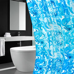 Шторка для ванной ПОЛИЭСТЕР, 180&times;200 см, кольца в комплекте, ГОЛУБЫЕ ВОЛНЫ, PRIMILA (ПРИМИЛА), 700083