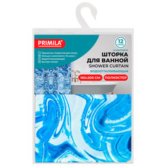 Шторка для ванной ПОЛИЭСТЕР, 180&times;200 см, кольца в комплекте, ГОЛУБЫЕ ВОЛНЫ, PRIMILA (ПРИМИЛА), 700083