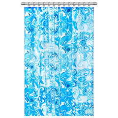 Шторка для ванной ПОЛИЭСТЕР, 180&times;200 см, кольца в комплекте, ГОЛУБЫЕ ВОЛНЫ, PRIMILA (ПРИМИЛА), 700083