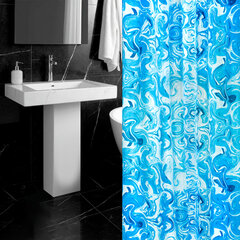 Шторка для ванной ПОЛИЭСТЕР, 180&times;200 см, кольца в комплекте, ГОЛУБЫЕ ВОЛНЫ, PRIMILA (ПРИМИЛА), 700083