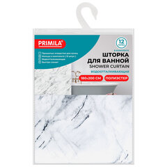 Шторка для ванной ПОЛИЭСТЕР, 180&times;200 см, кольца в комплекте, БЕЛЫЙ МРАМОР, PRIMILA (ПРИМИЛА), 700084