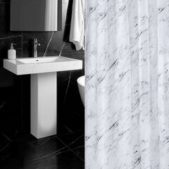 Шторка для ванной ПОЛИЭСТЕР, 180&times;200 см, кольца в комплекте, БЕЛЫЙ МРАМОР, PRIMILA (ПРИМИЛА), 700084